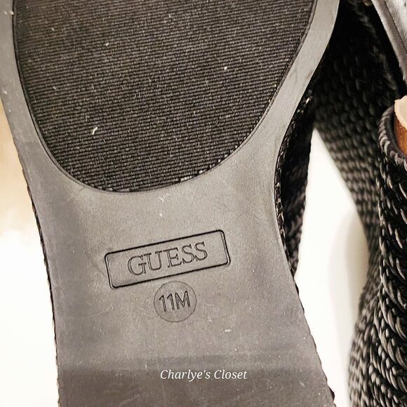 Guess Yenisa Woven Platform Wedge Slip-on Sandals Black Size 11M‎ NWOB - Picture 7 of 10